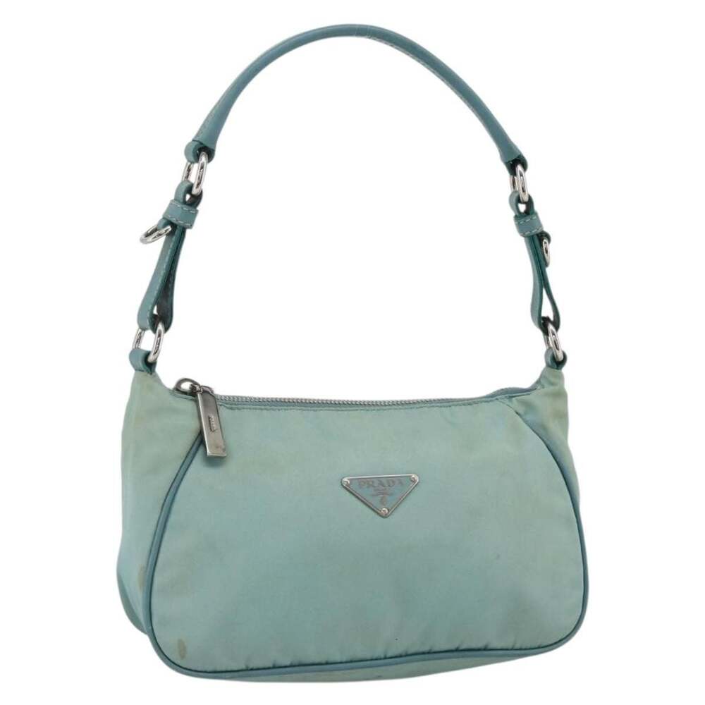 Prada Nylon Leather Shoulder Bag Light Blue